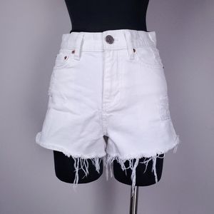 BDG Pelmet white denim frayed high waist shorts